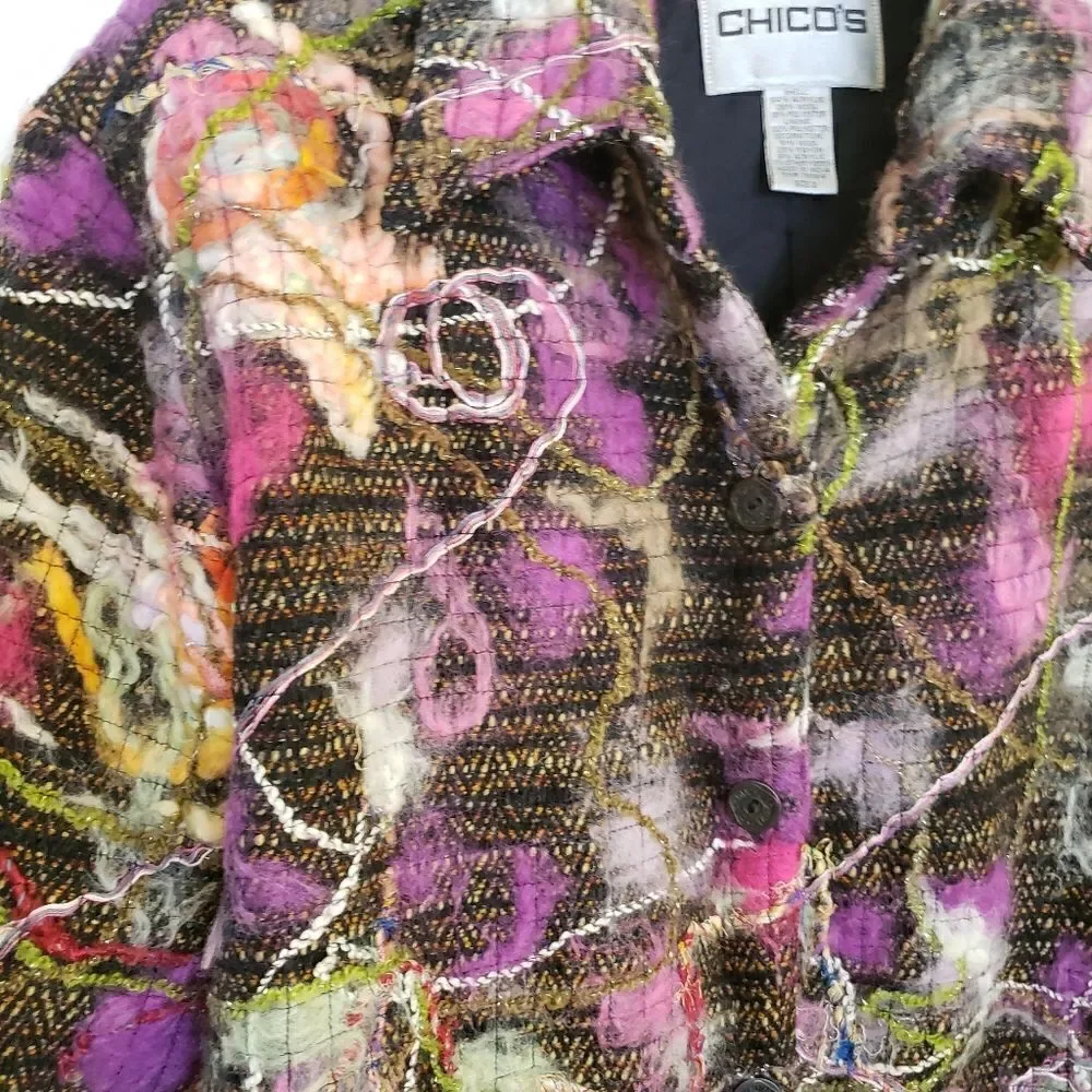 Chico's Button Front Wool Blend Lined Jacket Size 2 (large)